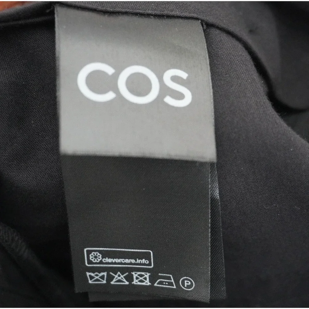 COS Black Wide‎ Leg Trousers Lyocell Linen Blend High Waisted Pants Size 2